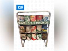 Quaker State Motor Oil Can Holder with 15 Oil Cans