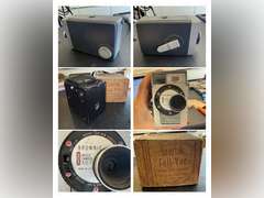 Vintage Eastman Kodak Brownie 8 8mm Movie Camera, 1950s Flash Brownie Camera, & Vintage Spartus Full