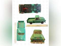 57 Chevy Remote Control Car by New Bright, Metal Chevy, 1988 Chevy Pickup, White metal chevy
