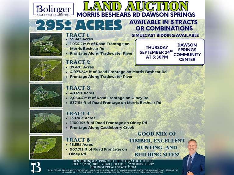 LAND AUCTION - 295+/- Acres in Dawson Springs, KY