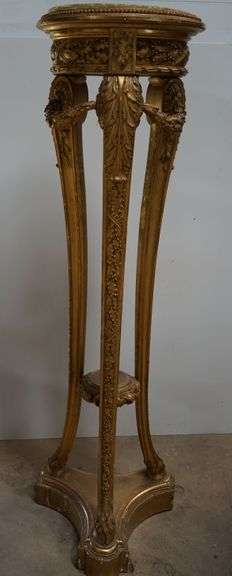 Onyx Gold Leaf Pedestal Late 19th Century Early 20th Century