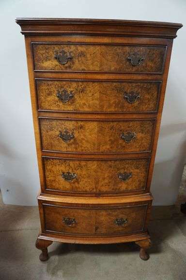 Erglosier Burled 5 Drawer Chest Early 20th Century
