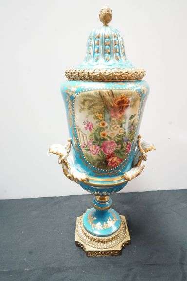 20th Century Sevres Style Porcelain & Bronze Urns