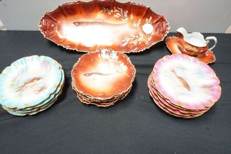 18 Piece Limoges France Fish Set