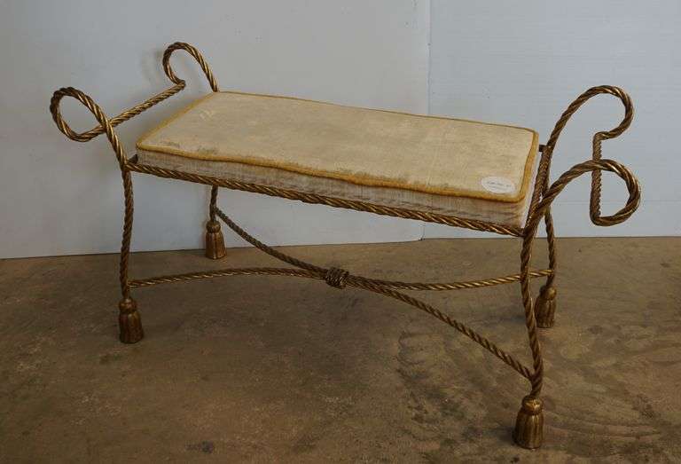 Mid Century Iron Tassel Bench