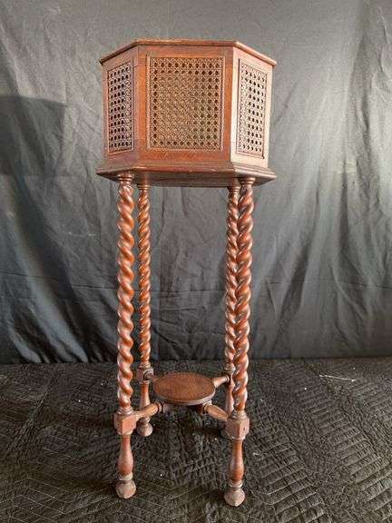 Caned Barley Twist Plant Stand