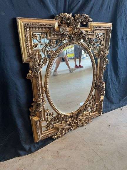 Heavily Carved Gold Mirror