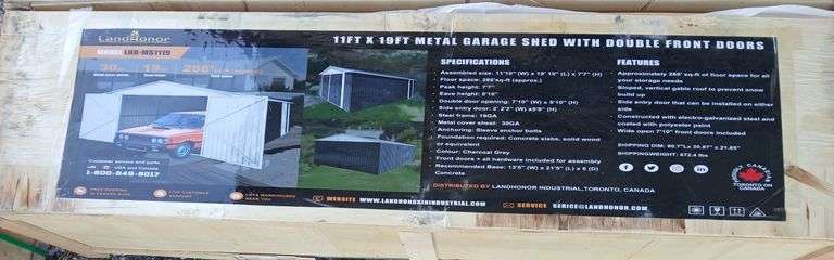 11ft x 19ft  Metal Garage Shed with Double Front Doors