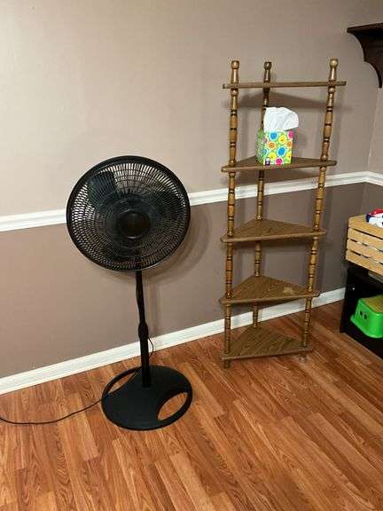 Fan, Corner shelf, Bench, clock