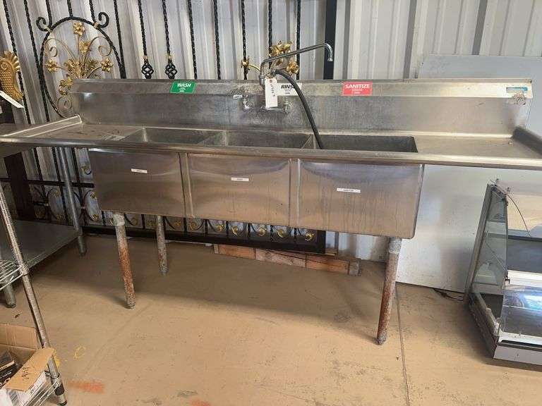 7’ Three Compartment Stainless Steel Sink