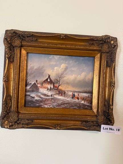 Small Oil on Board in Fancy Frame