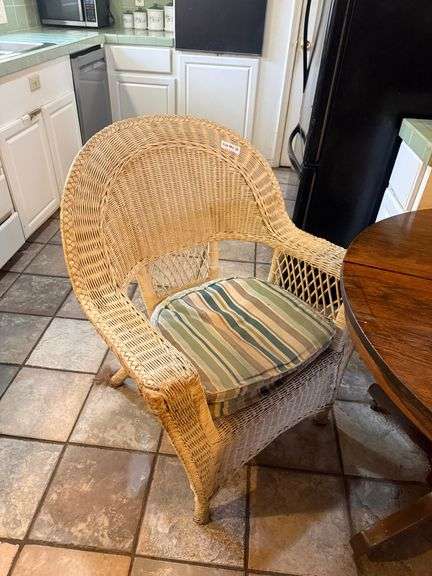 Two Wicker Chairs, & Wicker Lamp