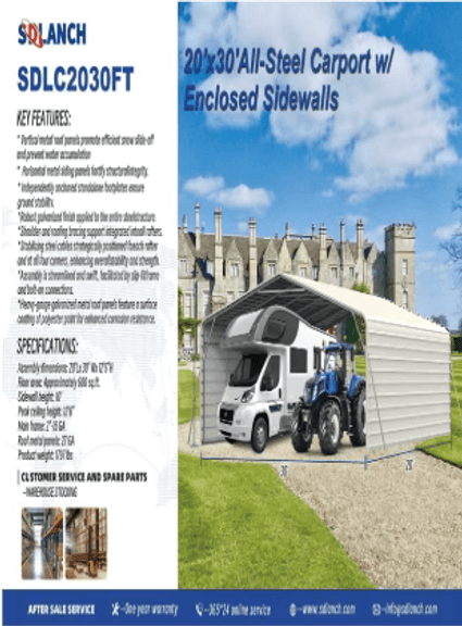 High-End Carport SDLC2030FT