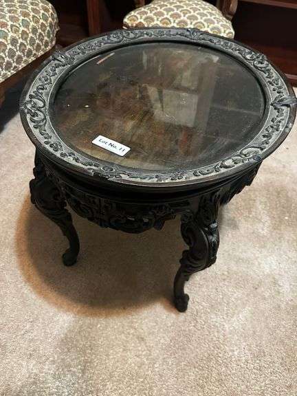Antique Carved Lift Off Top Table