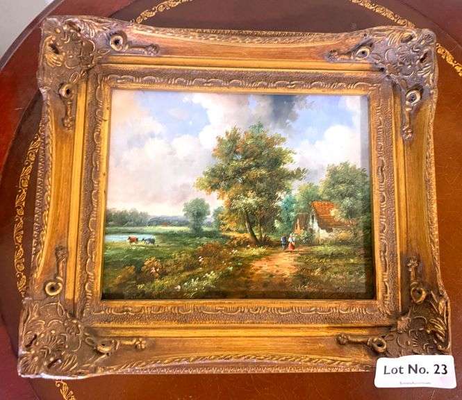 Small Oil on Board in Fancy Frame