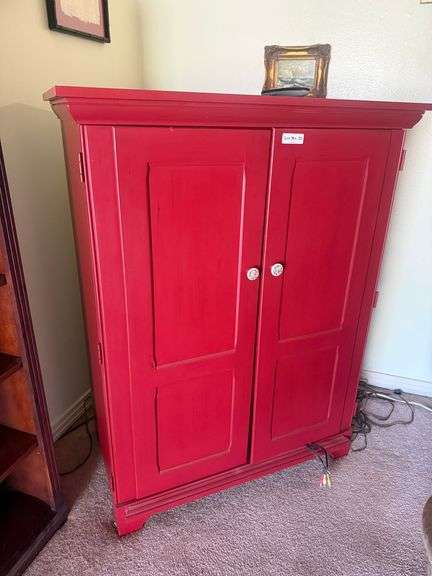 Red TV Cabinet w/ TV & VCR