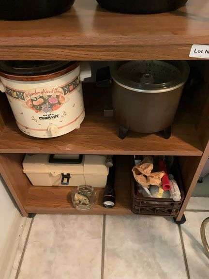 Microwave cart, contents, coat rack, Shark