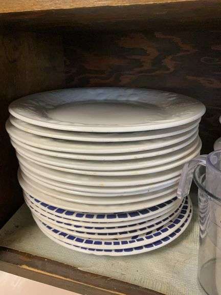 Cabinet contents, plates, misc