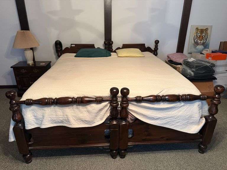 Twin Beds with King Mattress and Night Stand