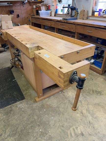 Wooden work table with clamping system 75 in x 24 in