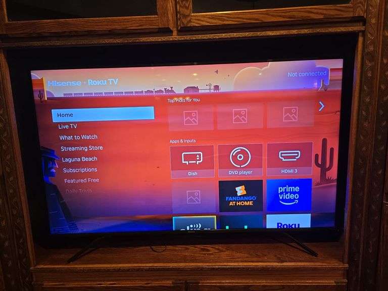 65" Hisense Smart TV w/ remote.
