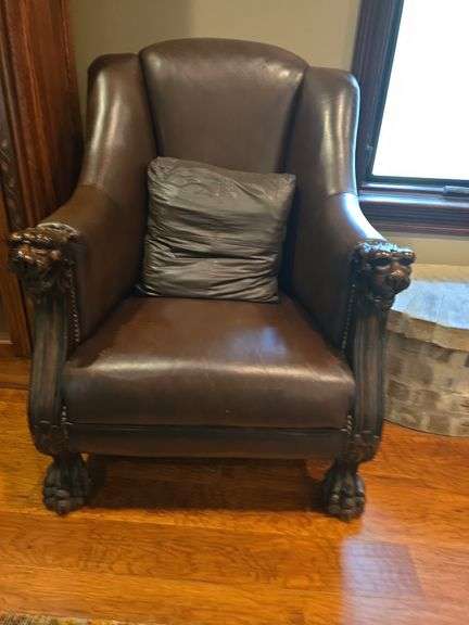 2 Leather Wingback Chairs