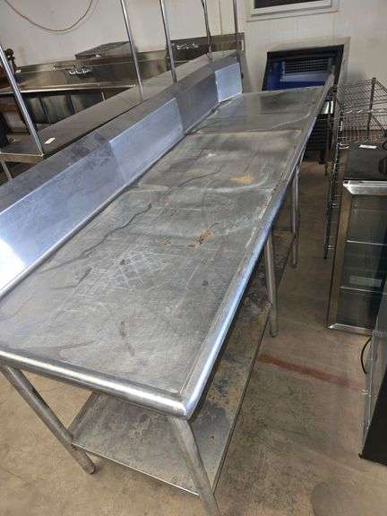 SS PREP TABLE WITH BACKSPLASH