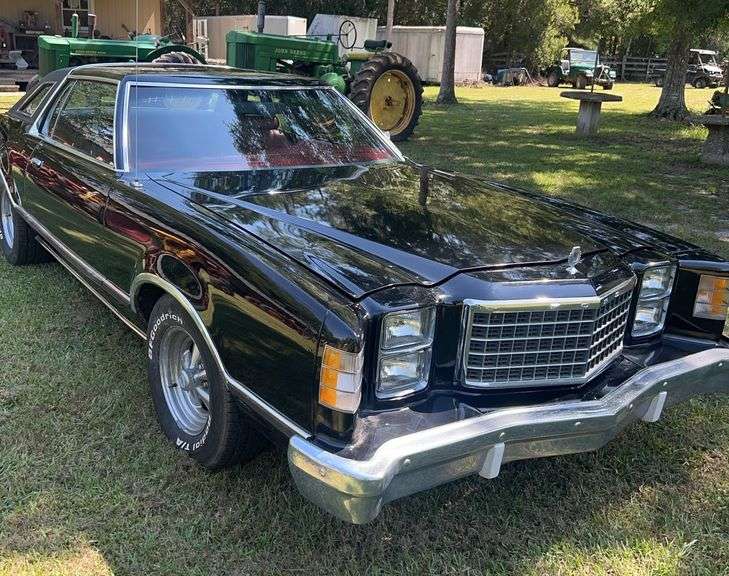 Black 1977 Ford LTD II with 351 V8 and Cragar wheels, 13,641 miles showing, John Borne Estate auction in Lacombe, Louisiana