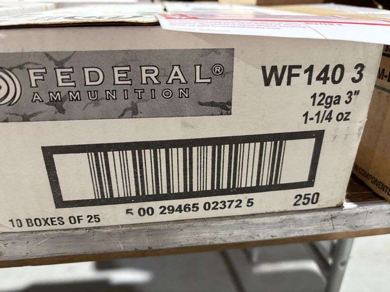 Federal ammunition, 12 gauge, 3 inch, 1 1/4 ounce, unopened case