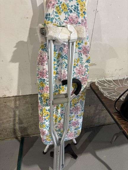 Ironing board, crutches, cane