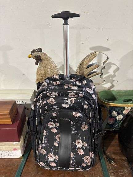 Backpack luggage, rooster decor
