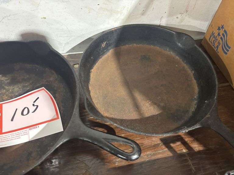 2 - Griswold cast iron skillets, 1 with lid
