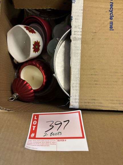 3 -boxes, miscellaneous kitchen items with plastic pitchers