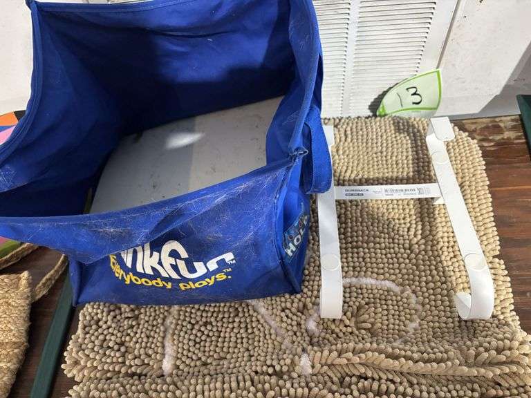 Throw rugs, over door hook, storage canvas