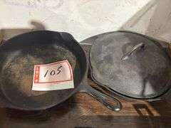 2 - Griswold cast iron skillets, 1 with lid