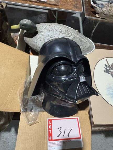 Darth Vader helmet, duck decoy, planters