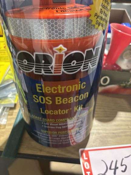 Electronic SOS, beacon, socket set, air horn, and clips