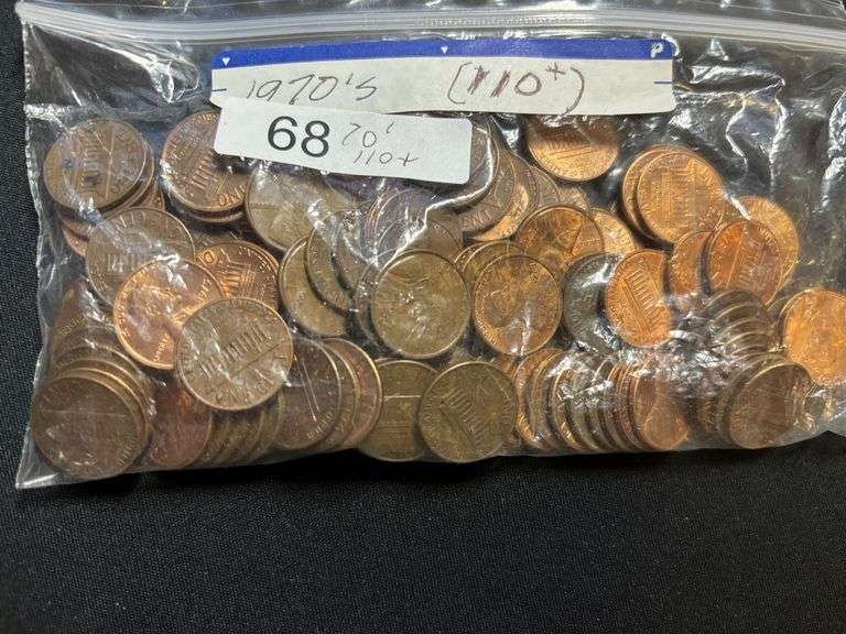 1970s Lincoln pennies, 110+