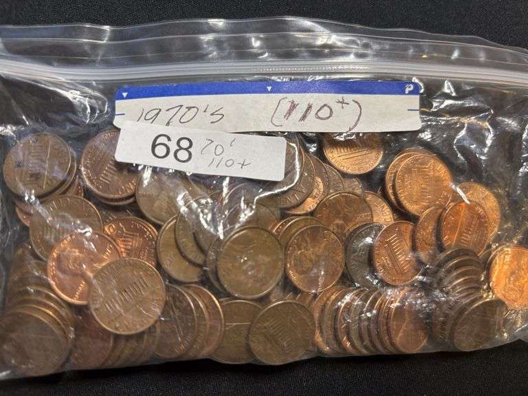 1970s Lincoln pennies, 110+