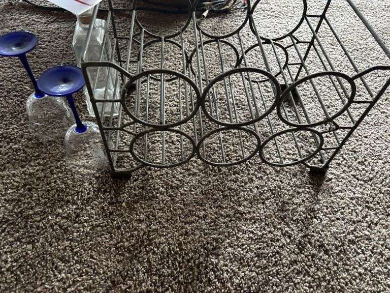 Wine bottle rack, and glassware