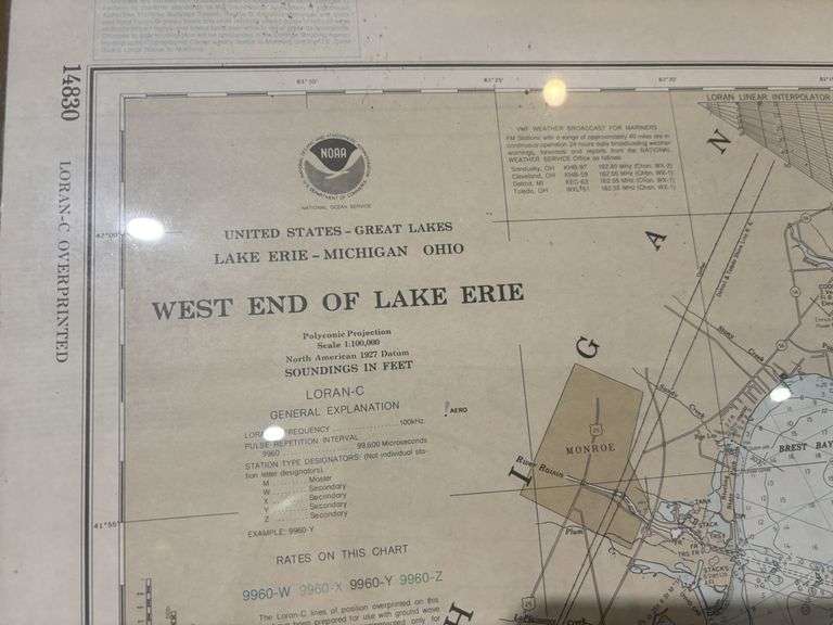 West End of Lake Erie framed map