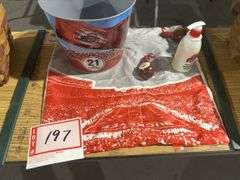 Ohio State bucket, scarf, Buckeye gourds and soap dispenser