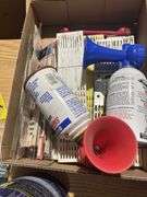 Electronic SOS, beacon, socket set, air horn, and clips