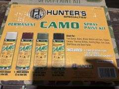 Hunting knife, folding knife, arrows, and camouflage paint