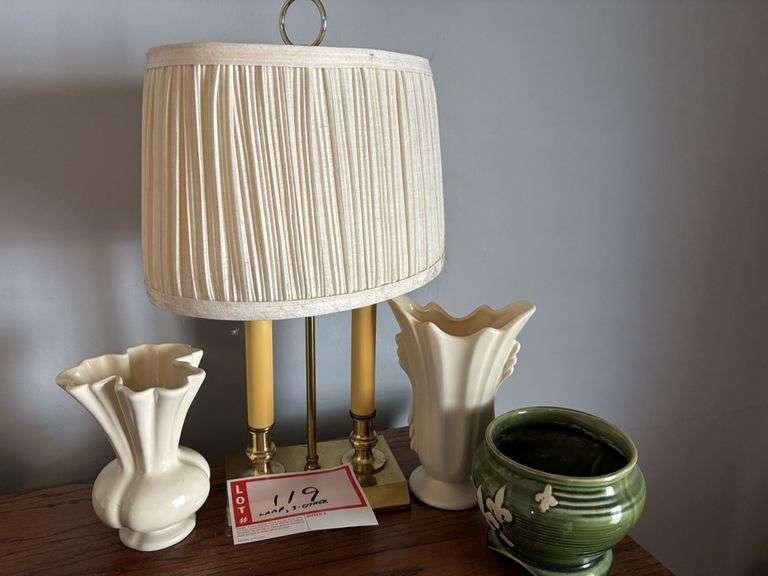 Lamp and 3 - ceramic vases