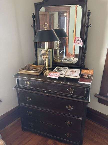 Dresser and mirror, 37 x 19.5 x 73”