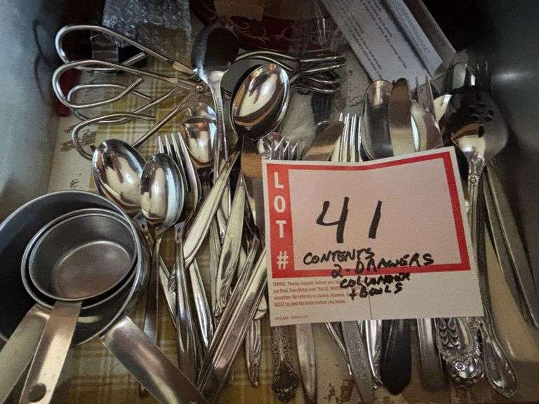Contents of drawers and bowls, silverware, etc.