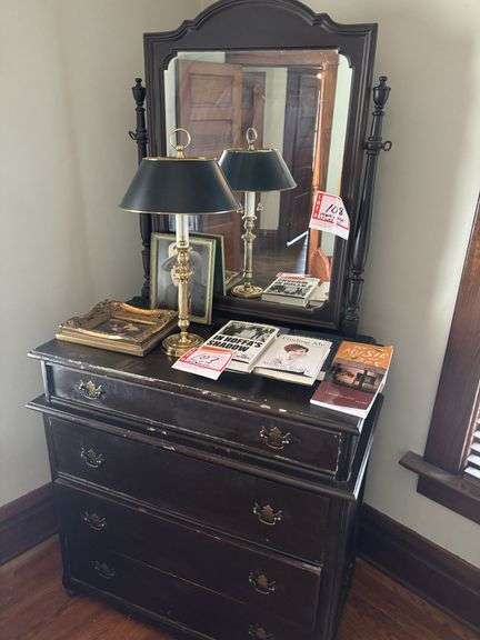 Dresser and mirror, 37 x 19.5 x 73”