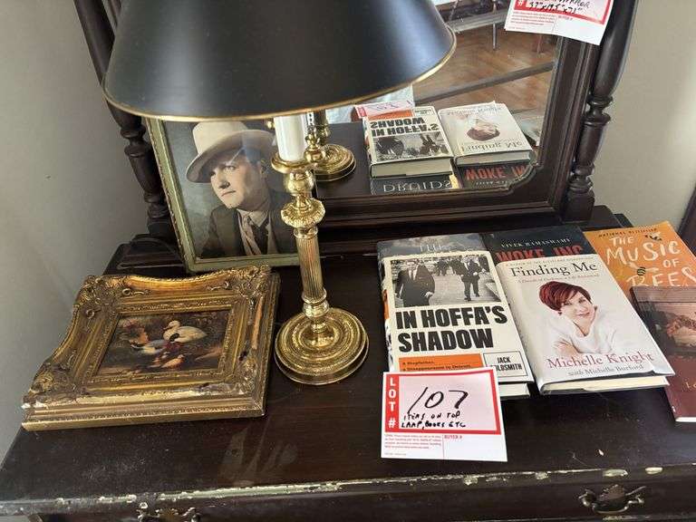 Lamp, pictures, books