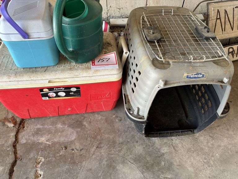 Pet carrier, coolers and water can